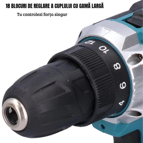DrillMaster | Elektrická vŕtačka s príklepom a batériou (Kompletná nemecká sada)