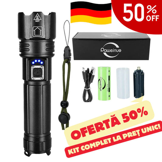 Sada taktického svetla s nemeckým laserom + puzdro + extra batéria ZADARMO – TitanLux™